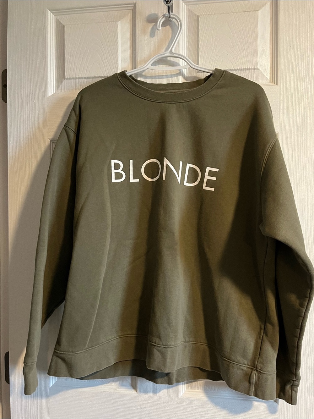 “Blonde” olive green sweatshirt